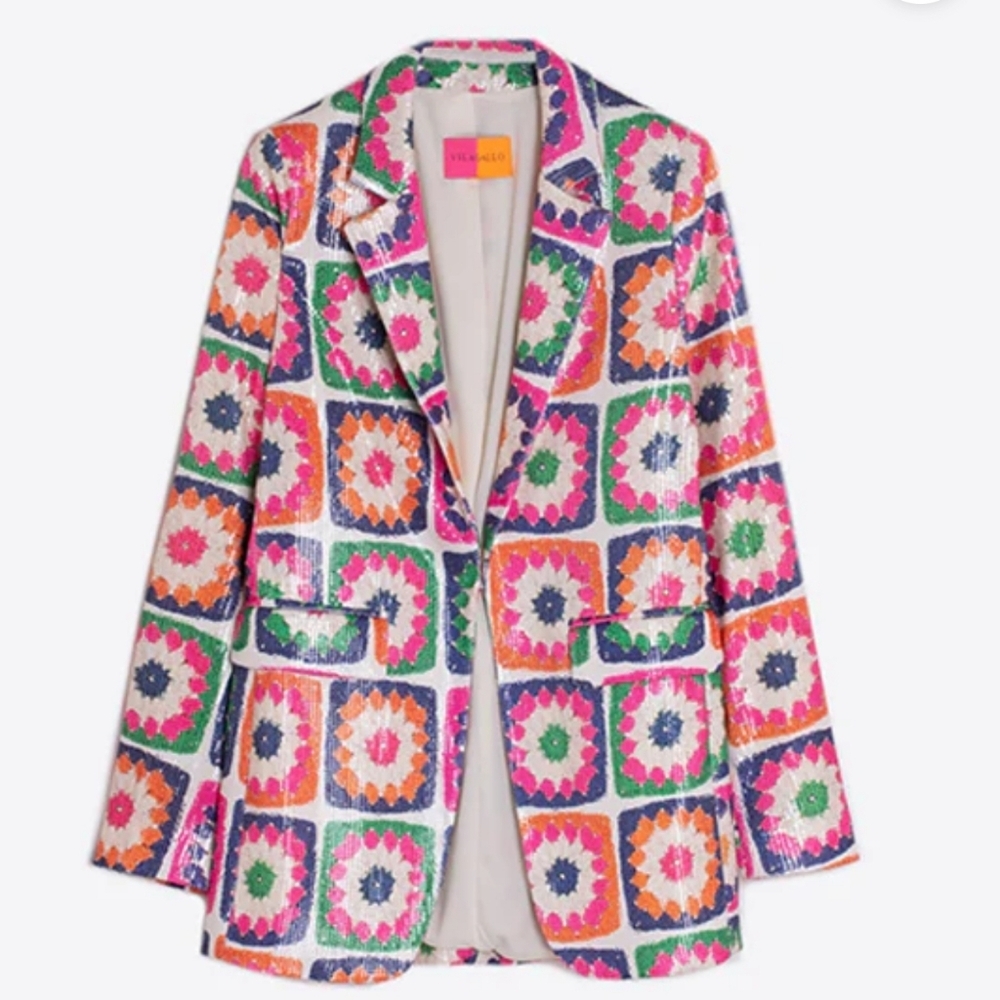 Vilagallo Andrea Full Sequin Colorblock Blazer